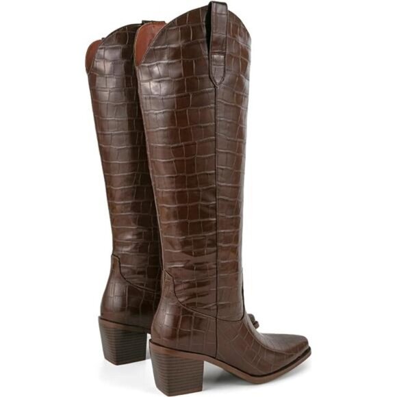 NEW Western Cowboy Boots for Women - Knee High Wide Calf Cowgirl Boots - Picture 6 of 6